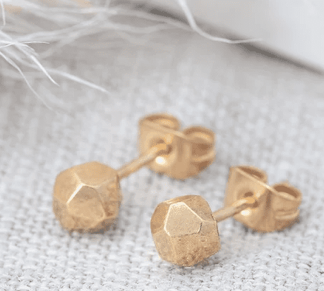 Mini meteorite earrings - gold - THE BRISTOL ARTISAN